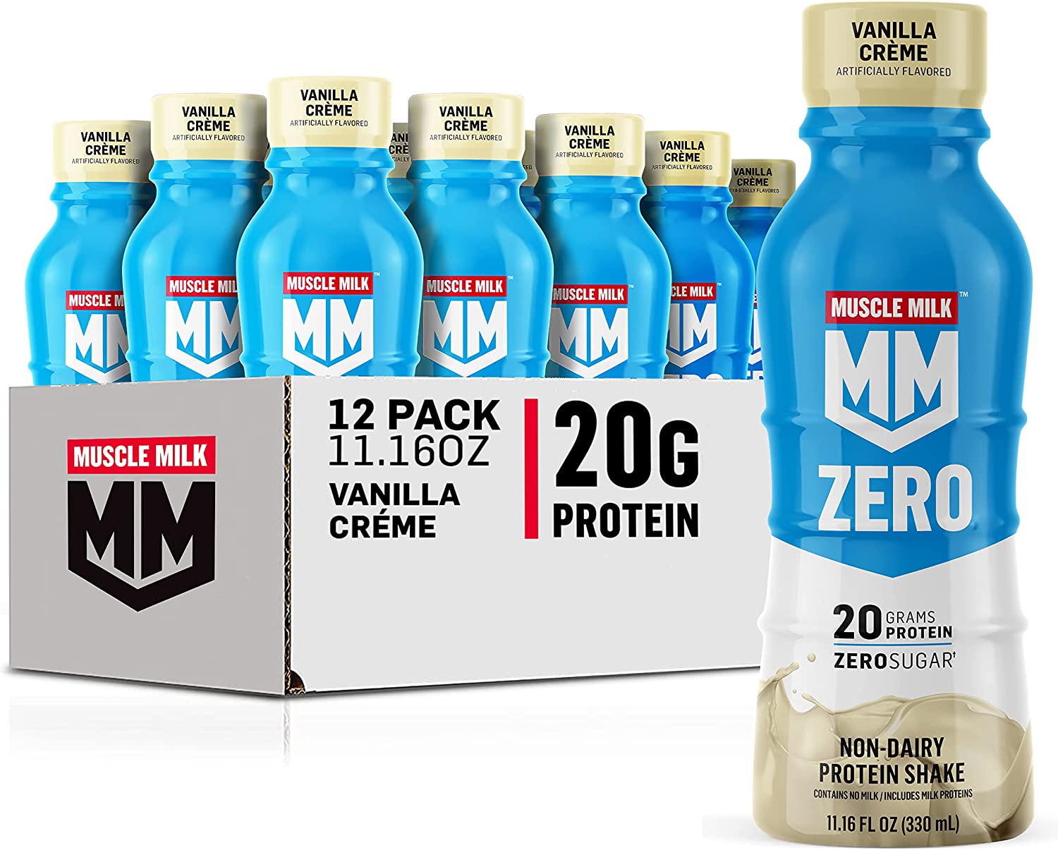 12Pack Muscle Milk Protein Shakes 11.16oz Zero Sugar Vanilla Cream