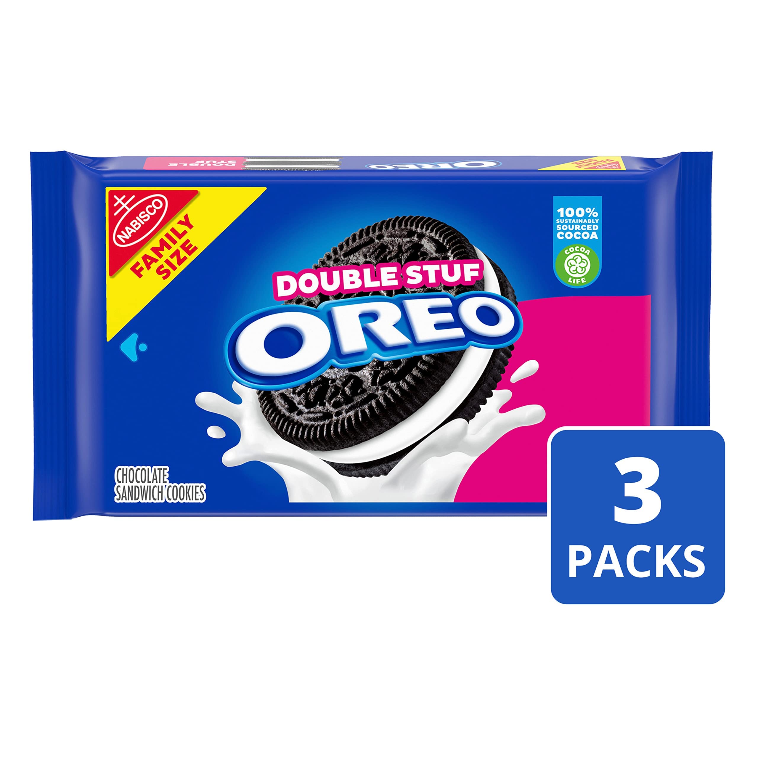 OREO Double Stuf Chocolate Sandwich Cookies, Family Size, 3 Packs $9.64 + Free Shipping w/ Prime or on $25+