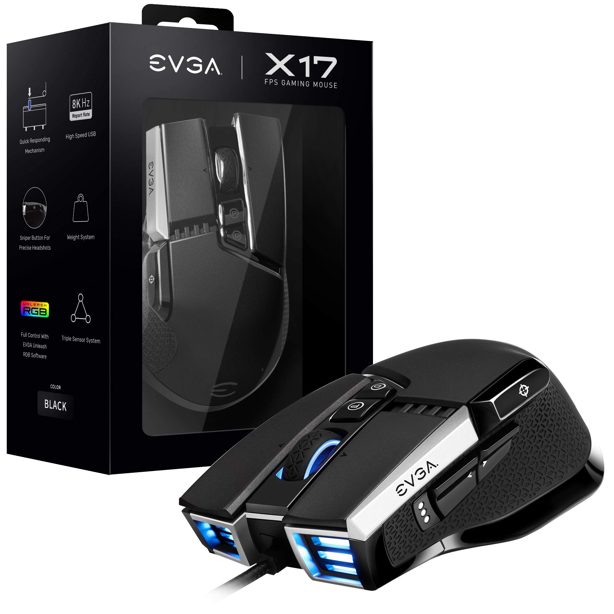 EVGA X17 Wired Optical Gaming Mouse (Black) $13.48 + Free Shipping w/ Prime or on Orders $35+
