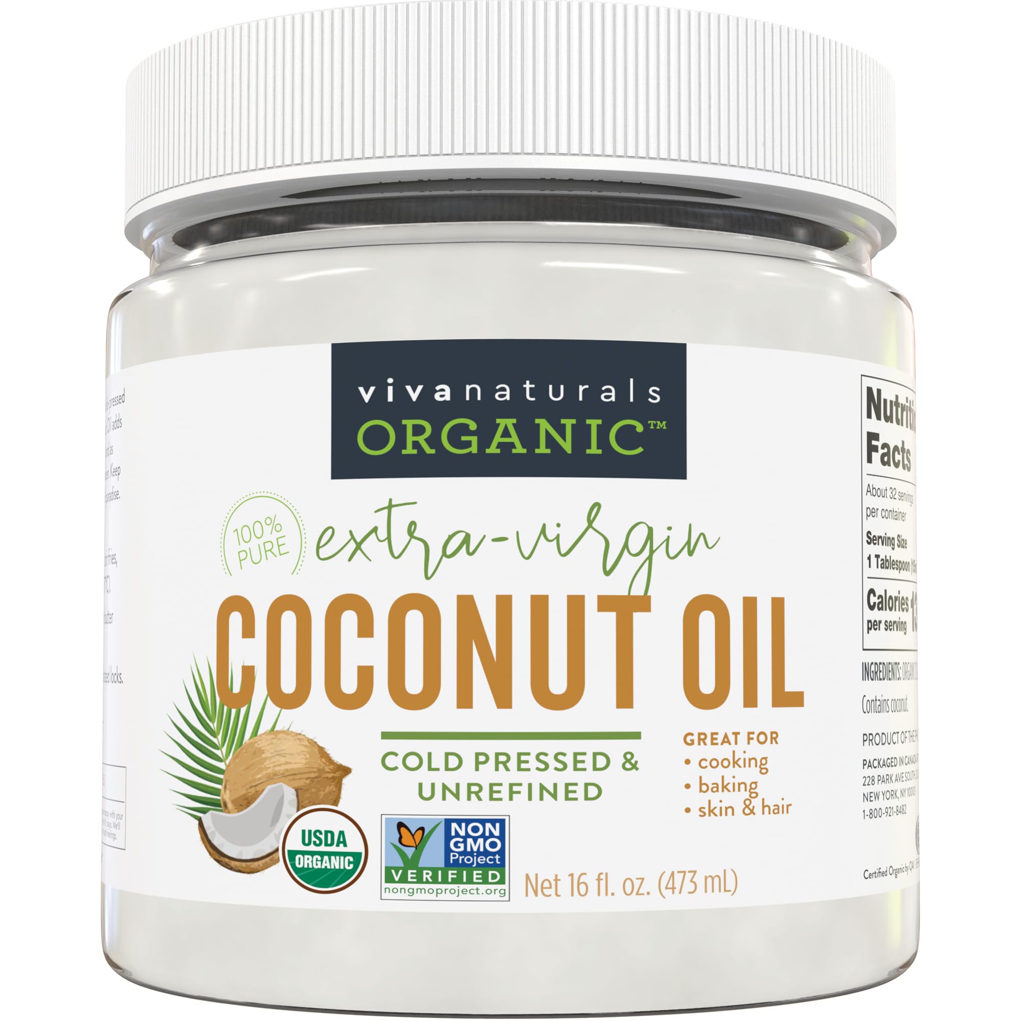 16-Oz Viva Naturals Organic Cold-Pressed Unrefined Coconut Oil $8.09 w/ S&S + Free Shipping w/ Prime or $35+