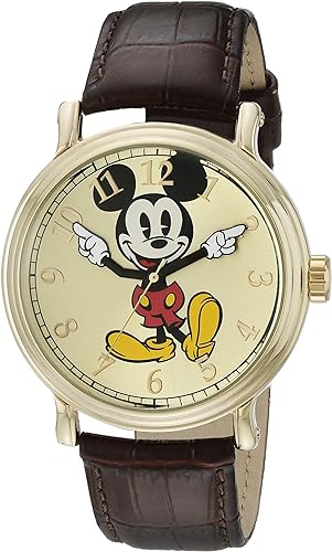 Disney Mickey Mouse Adult Vintage Analog Quartz Watch w/ Articulating Hands (Select Styles) $16.12 Gold + Dark Brown $16.12, & More + Free Shipping w/ Prime or on Orders $35+