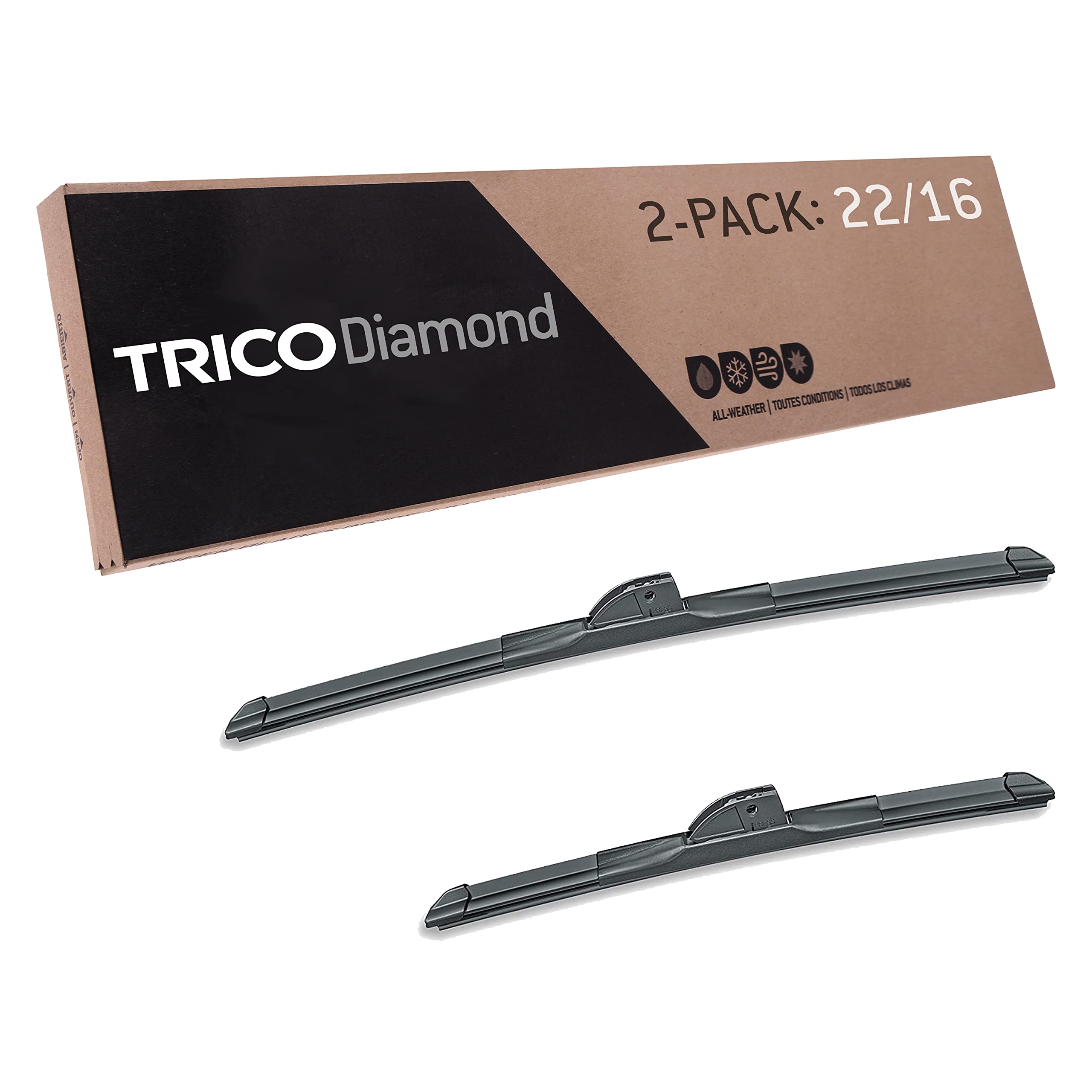 2-Pack TRICO Diamond Windshield Wiper Blades (One of Each: 22" + 16") $10.08 + Free Shipping w/ Prime or on Orders $35+
