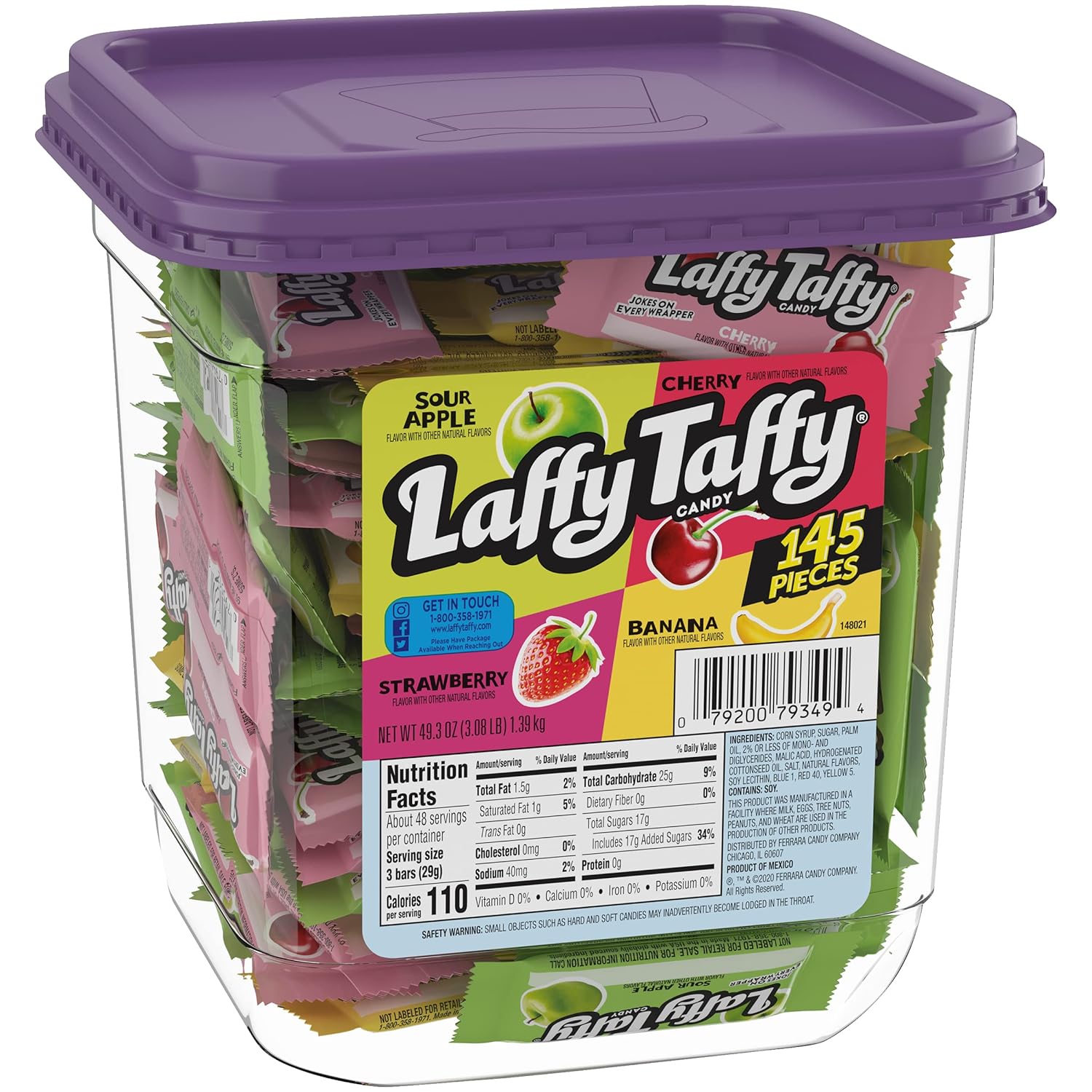 145-Count Laffy Taffy Candy: Sour Apple or Grape $11.37 w/ S&S + Free Shipping w/ Prime or on orders over $35
