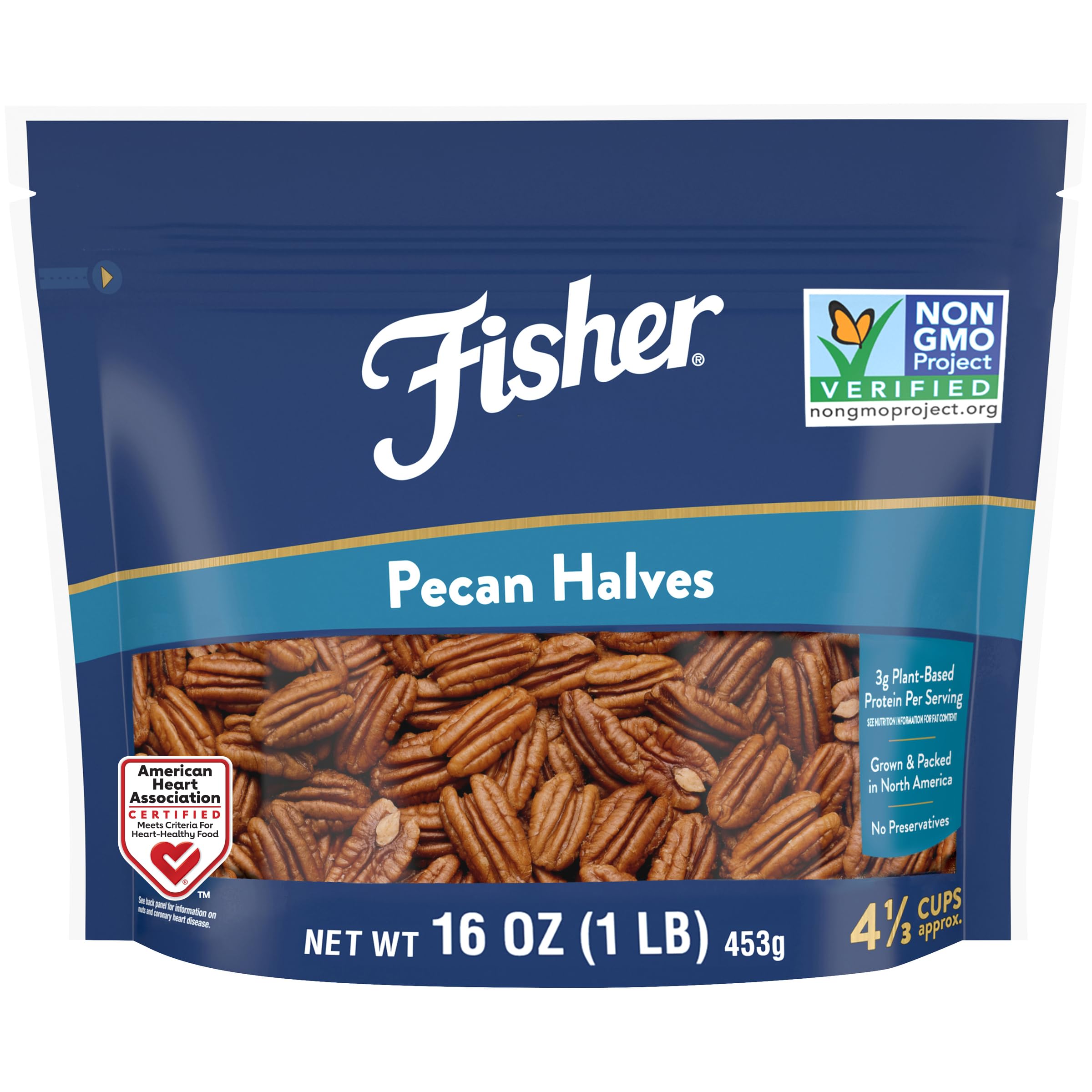 16-Oz Fisher Chef's Naturals Unsalted Pecan Halves (Raw) $8.18 w/S&S + Free Shipping w/ Prime or on $35+