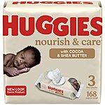 3-Pack 56-Count Huggies Nourish & Care Baby Wipes w/ Cocoa and Shea Butter $5.20 w/ Subscribe &amp; Save