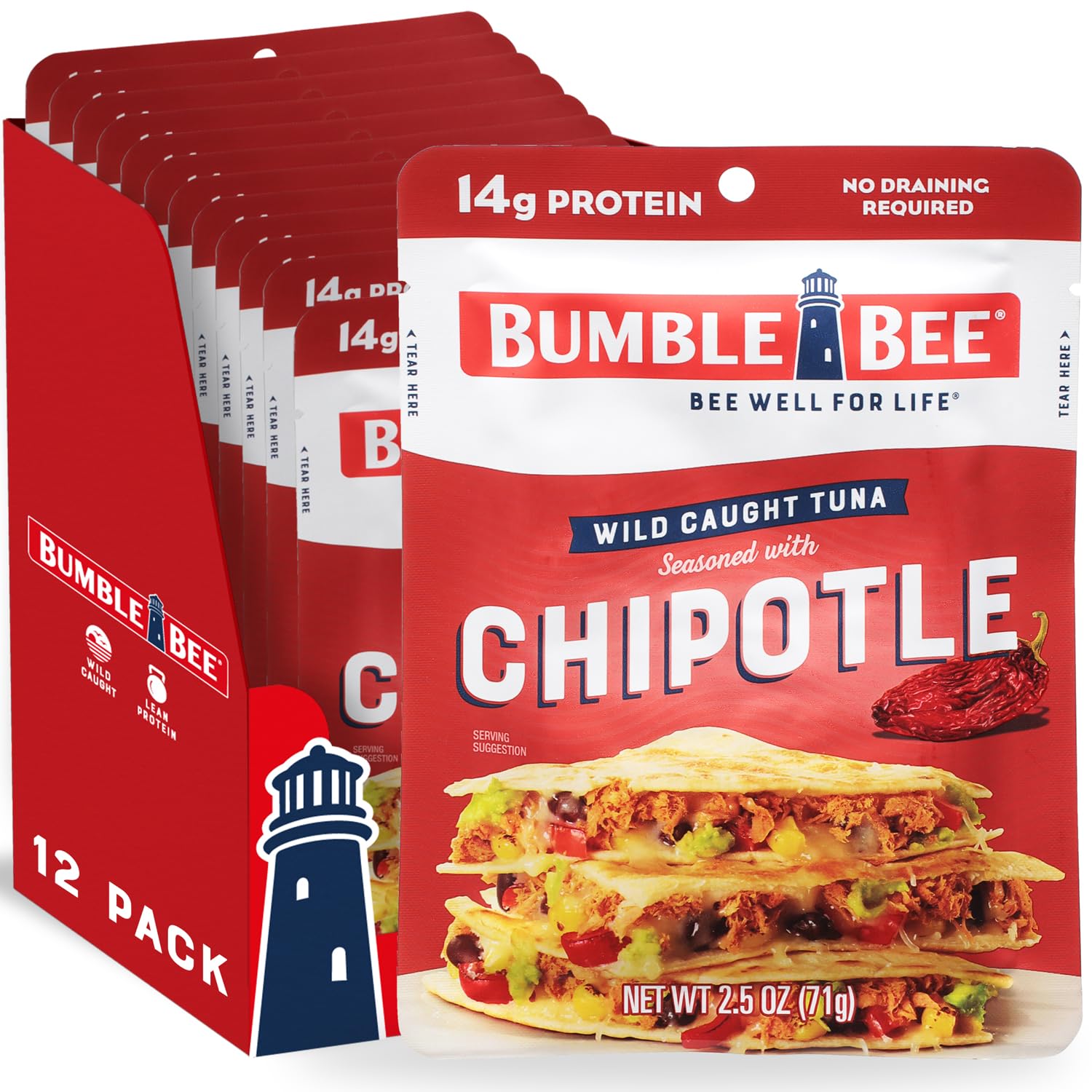 12-Count 2.5-Oz Bumble Bee Premium Wild Caught Tuna Pouch: Chipotle, Spicy Thai, Lemon Sesame & Ginger $7.20 & More w/S&S + Free Shipping w/ Prime or on $35+