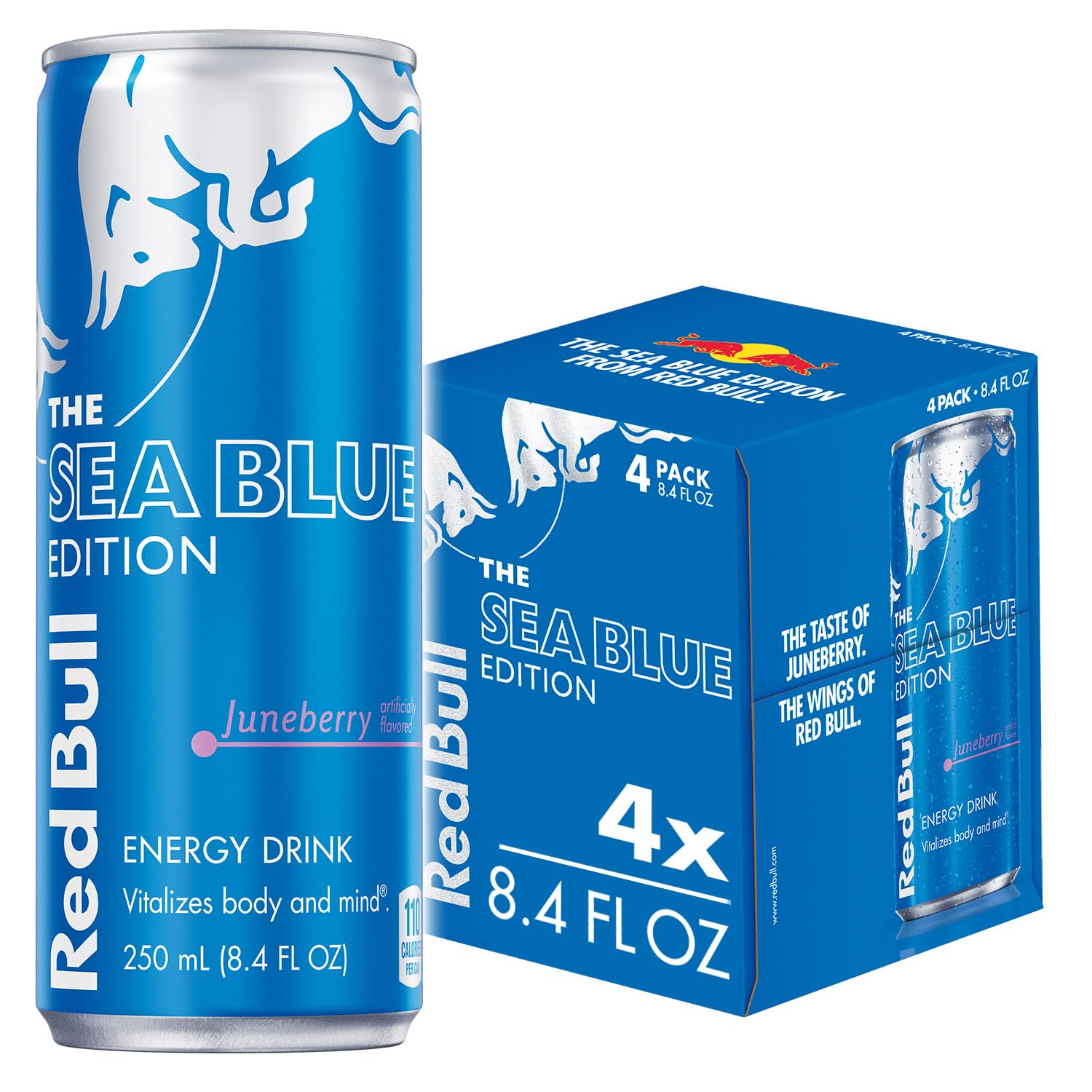 4-Pack 8.4-Oz Red Bull Sea Blue Edition Energy Drink (Juneberry) $4.74 w/S&S + Free Shipping w/ Prime or on $35+