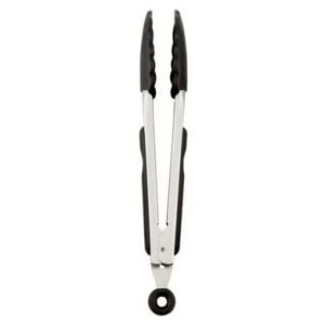 OXO Softworks 9 inch Tongs with Nylon Head, Stainless Steel 