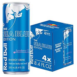 4-Pack 8.4-Oz Red Bull Sea Blue Edition Energy Drink (Juneberry)