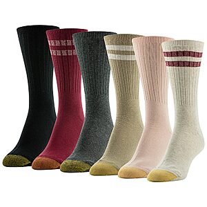 6-Pair Gold Toe Women's Casual Texture Crew Socks (Retro Stripe, Shoe Size 6-9) $  6.64 ($  1.11 per pair) $  6.64 + Free Shipping w/ Prime or on $  35+
