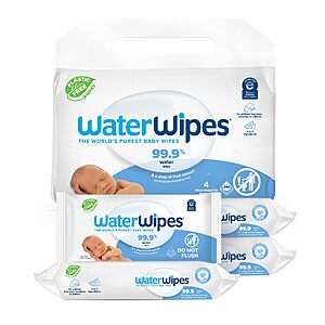 4-Pack 60-Count WaterWipes Sensitive Unscented & Hypoallergenic Baby Wipes $9.88 w/S&S + Free Shipping w/ Prime or on $35+