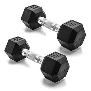 12-Lb CAP Barbell Coated Rubber Hex Dumbbell Pair  $16.99 + Free Shipping w/ Walmart+ or $35+