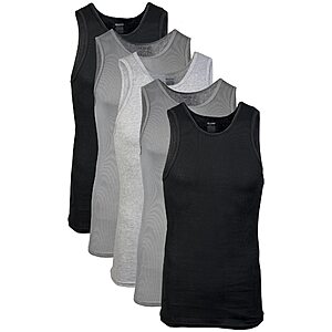5-Pack Gildan Men's A-Shirt Tank Tops (Black / Grey / Charcoal) .80