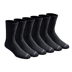 6-Pairs Dickies Men's Dri-Tech Essential Moisture Control Crew Socks (Large, Black) .55