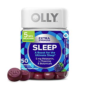 Olly Extra Strength Sleep Gummy (Blackberry, 5mg Melatonin): 90-Ct .85, 50-Ct .10 w/ Subscribe & Save