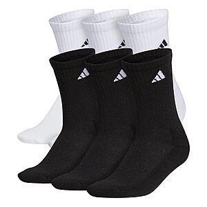 6-Pairs adidas Men's Athletic Cushioned Crew Socks w/ Arch Compression (Various) from $8.55