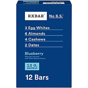 12-Count 1.83-Oz RXBAR Protein Snack Bars (Blueberry) .70 & More w/ Subscribe & Save