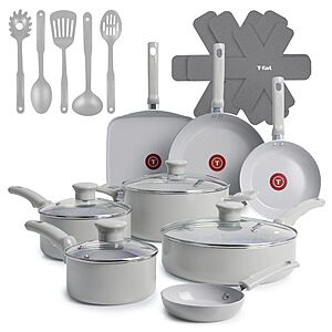 20-Piece T-Fal Refresh Nonstick Ceramic Cookware Set (Moon Grey or Mint Green) $89.99 + Free Shipping