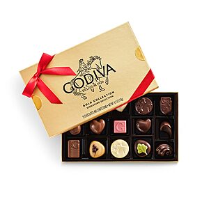 15-Piece Godiva Red Bow Gold Assorted Belgian Dark and Milk Chocolate Gift Box (Pralinés,Ganaches & Caramels) $29.99 + Free Shipping w/ Prime or on $35