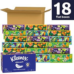 18-Pack 120-Count Kleenex Ultra Soft 3-Ply Facial Tissues (Unscented) .35 w/ Subscribe & Save + Free Shipping