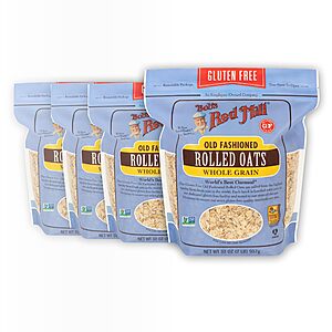 4-Pack 32-Oz Bob's Red Mill Gluten Free Old Fashioned Rolled Oats $15.12 ($3.78 Each) w/S&S + Free Shipping w/ Prime or on $35+