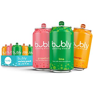 18-Pack 12-Oz bubly Tropical Thrill Zero Sugar Sparkling Water (Variety Pack) $6.75 w/ Subscribe & Save & More