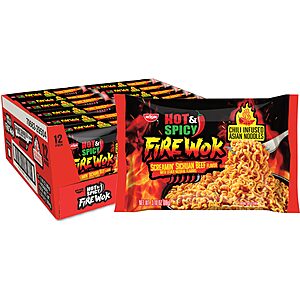 12-pk 3.10-oz Nissin Fire Wok Hot & Spicy Chile Infused Noodles (Screamin Beef) $8.35 w/ Subscribe & Save