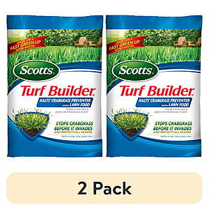 2-Pack 13.35-Lb Scotts Turf Builder Crabgrass Preventer w/Lawn Food (Up To 5,000 Sq. Ft) $35.95 ($17.98 Each) + Free Shipping