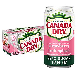 12-Pk 12-oz Canada Dry Strawberry Fruit Splash Zero Sugar Ginger Ale $5 