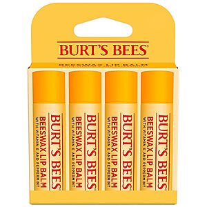 4-Pack 0.15-Oz Burt's Bees 100% Natural Moisturizing Beeswax Lip Balms (Original) $5.45 w/ S&S