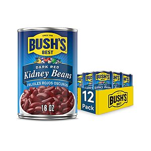 12-Pack 16-Ounce BUSH'S BEST Canned Dark Red Kidney Beans w/ S&S + Free Shipping w/ Prime or on +