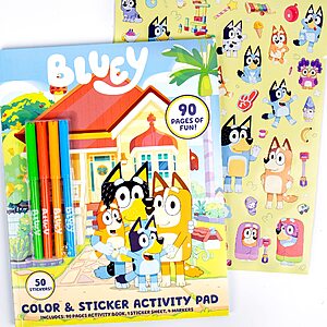 90-Page Bluey Coloring & Activity Book w/ Markers & 50 Stickers $5.29 + Free Shipping w/ Prime or on $35+