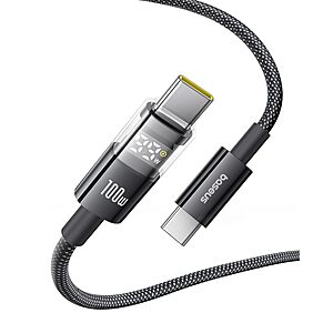 Baseus 6.6' 100W USB-C to USB-C Fast Charging Cable w/ LED Display $8.99 + Free Shipping w/ Prime or on $35+