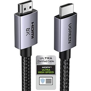 Prime Members: 6.6' UGREEN 48Gbps 8K HDMI 2.1 Cable $8.55 + Free S&H