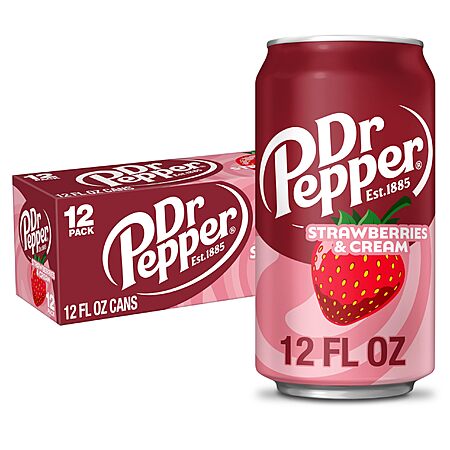 12-Pack 12-Oz Dr Pepper Soda: (Strawberries and Cream) 3 For $14.94 ($4.98 Each) w/S&S + Free Shipping w/ Prime or on $35+