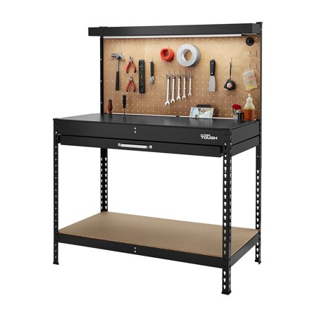 Hyper Tough 46 Workbench W Led Light Peg Hooks Drawer Liners