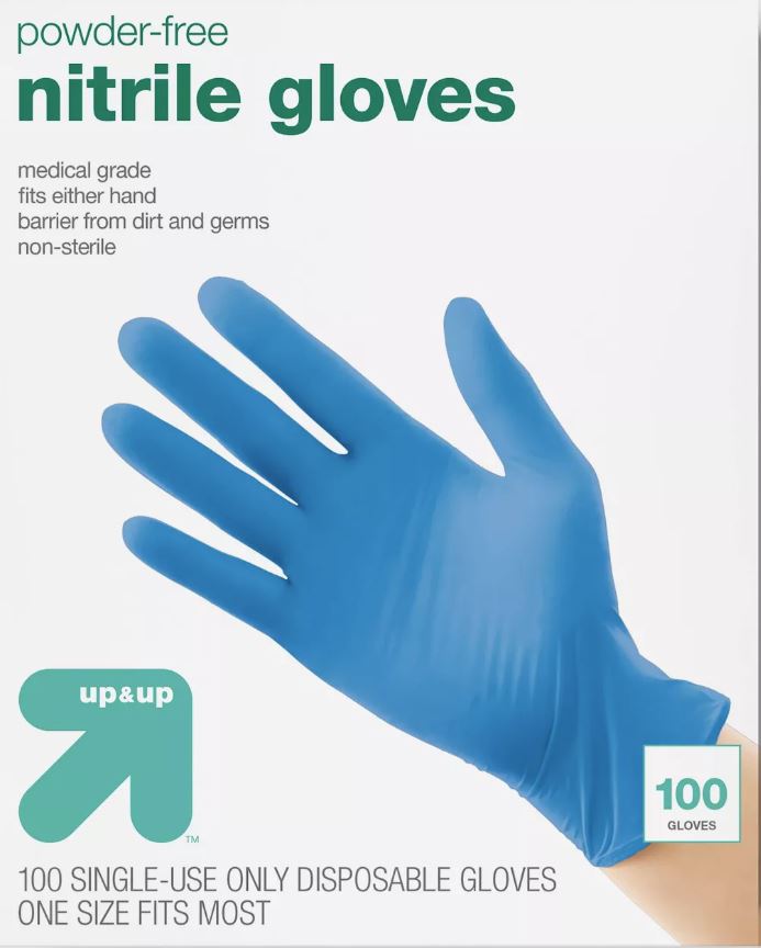         Nitrile Exam Gloves one sz fits most- 100ct - Up&Up/Target brand- $7.99 - minimum order to ship      -  Slickdeals.net... 