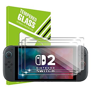 3-Pack Suttkue Tempered Glass Screen Protector for Nintendo Switch 2 .25