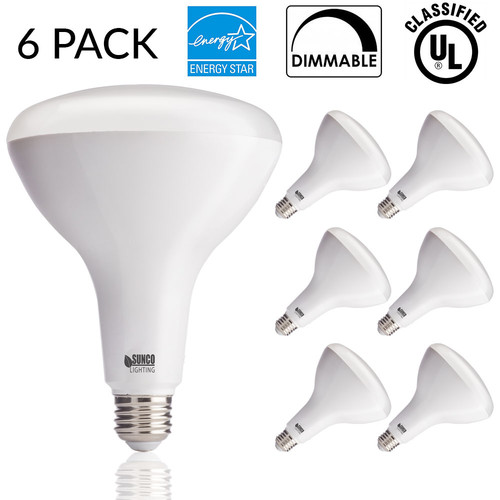 Sunco Lighting 6 Pack Br40 Led 17 Watt 100w Equivalent 3000k Warm White Dimmable Indoor Outdoor