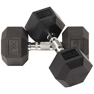 30-Lb Pair BalanceFrom Rubber Encased Hex Dumbbells $52.50 + Free S&H