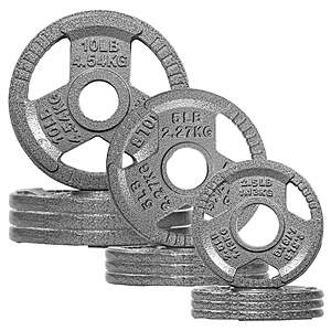 FlexWave 70LB Olympic 2" Cast Iron 3-Grip Weight Plates Set, Light Gray $50 FS @ Walmart