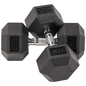 BalanceFrom 2 x 45lb (90lb total) Rubber Encased Hex Dumbbells $76 FS @ Walmart