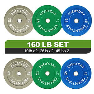 FlexWave Olympic Bumper Plate Set, Color-Coded 2-Inch Rubber Barbell Weight Plates with Steel Hub 160lb $133, 140lb $114 FS @ Walmart