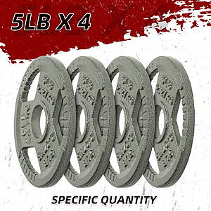Signature Fitness Cast Iron Weight Plates for Strength Training, Fits 2-Inch Barbell, 4x2.5lb $10, 4x 5lb $15, 2x25lb $35 @ Walmart