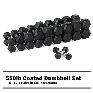 CAP Rubber Hex Dumbbell Set 150lb $150, 300lb $260, 550lb $480 FS @ Walmart