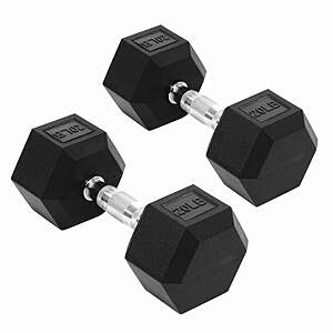 Sprint Demon Pairs of 20/25/35/40/45/50 LB Rubber Hex Dumbbells, Set of 2, Non-Slip Grip for Home Gym Strength Training $30 to $74 @ Walmart