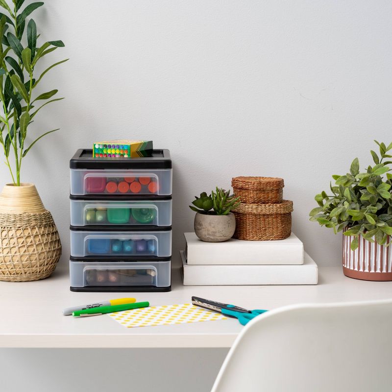 IRIS 2pk 4 Drawer Desktop Organizer Compact Black 13.59