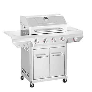 Nexgrill 4 Burner Stainless Steel Propane Gas Grill with Side Burner-$300 with FS Home Depot