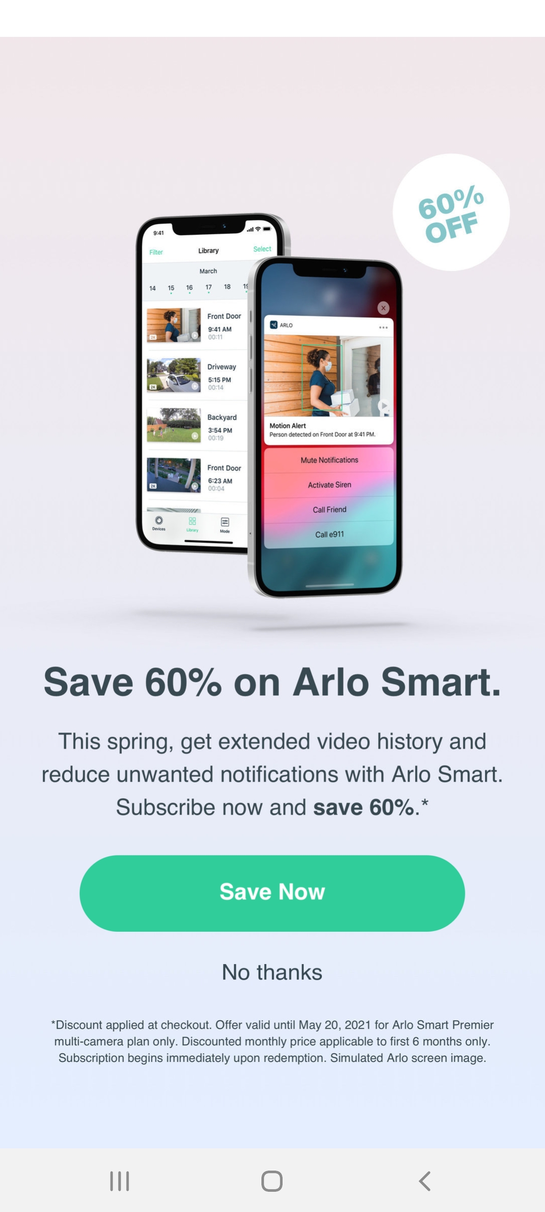 Arlo Smart Plan - $4 per month for 6 months YMMV