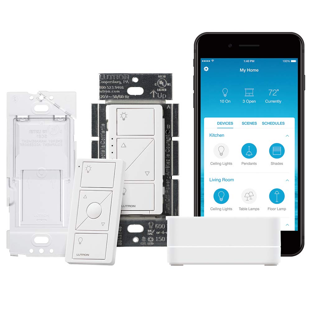 Lutron Caseta Wireless Smart Lighting Dimmer Switch Starter Kit, P-BDG-PKG1W-A $69.91 FS W/Prime